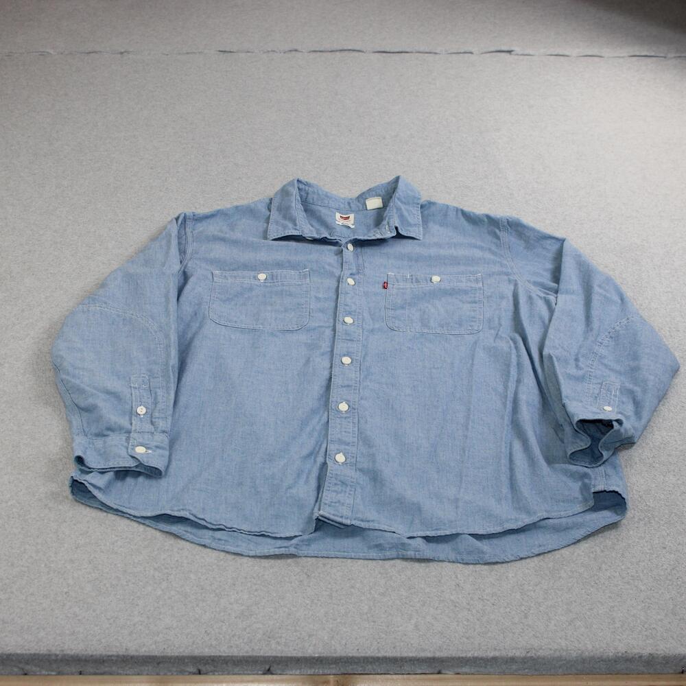 Levis Shirt Mens 2XL Blue Chambray Long Sleeve Button Relaxed Casual Workwear